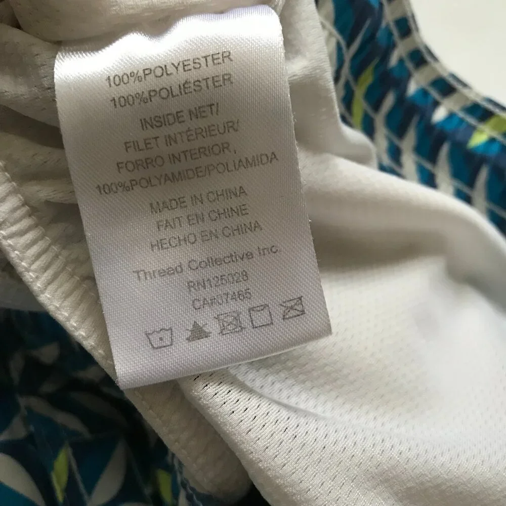 Psycho Bunny Print Shorts Swim Trunks Boys 18 20 Mens S Blue White 7.5